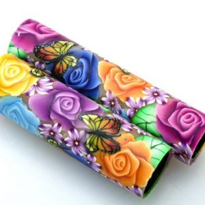 Rainbow Floral Polymer Clay Pen Blank